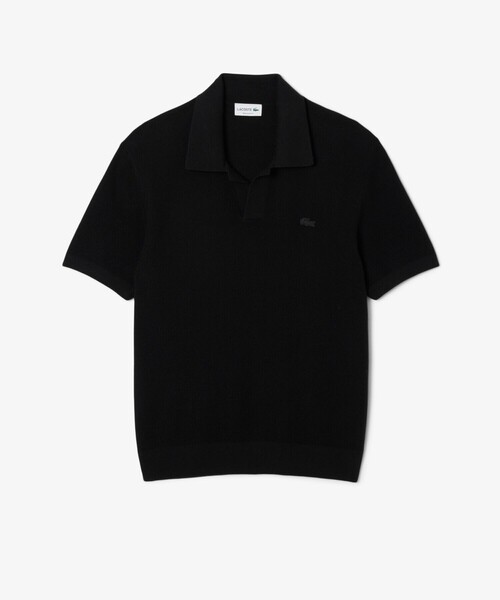 LACOSTE（ラコステ）の「オープンカラーワッフルニット（ニット/セーター・メンズ・ブラック/ベージュ・5/4/3/2）」の10枚目の写真