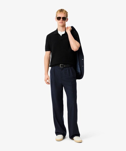 LACOSTE（ラコステ）の「オープンカラーワッフルニット（ニット/セーター・メンズ・ブラック/ベージュ・5/4/3/2）」の11枚目の写真