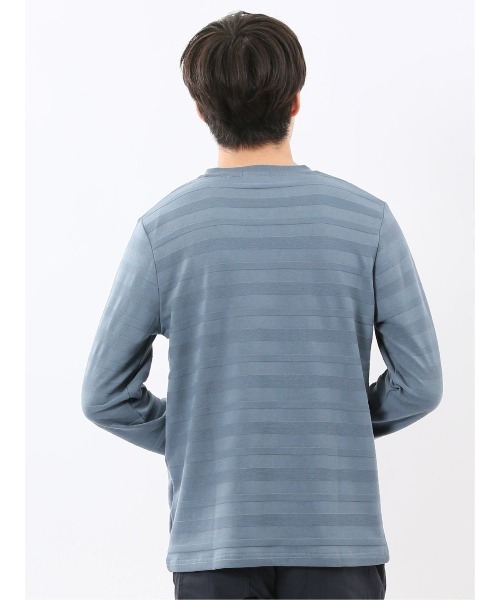 TAKA-Q(タカキュー)の「【綿混】タカキュー リンクスボーダージャガード クルーネック 長袖 Tシャツ(Tシャツ/カットソー・メンズ・ベージュ/モカ/ホワイト/サックスブルー・MEDIUM/LARGE/X-LARGE)」の8枚目の写真