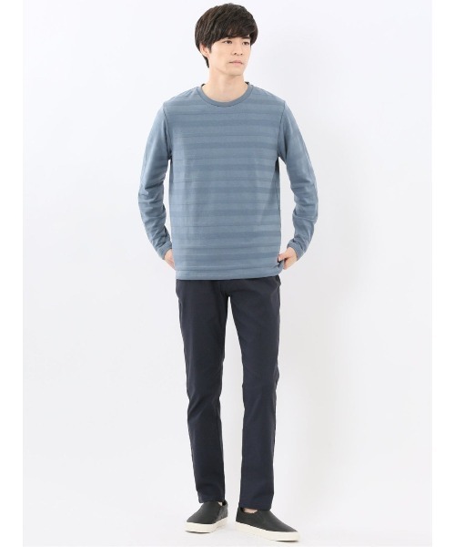 TAKA-Q(タカキュー)の「【綿混】タカキュー リンクスボーダージャガード クルーネック 長袖 Tシャツ(Tシャツ/カットソー・メンズ・ベージュ/モカ/ホワイト/サックスブルー・MEDIUM/LARGE/X-LARGE)」の10枚目の写真