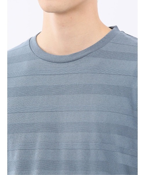 TAKA-Q(タカキュー)の「【綿混】タカキュー リンクスボーダージャガード クルーネック 長袖 Tシャツ(Tシャツ/カットソー・メンズ・ベージュ/モカ/ホワイト/サックスブルー・MEDIUM/LARGE/X-LARGE)」の14枚目の写真