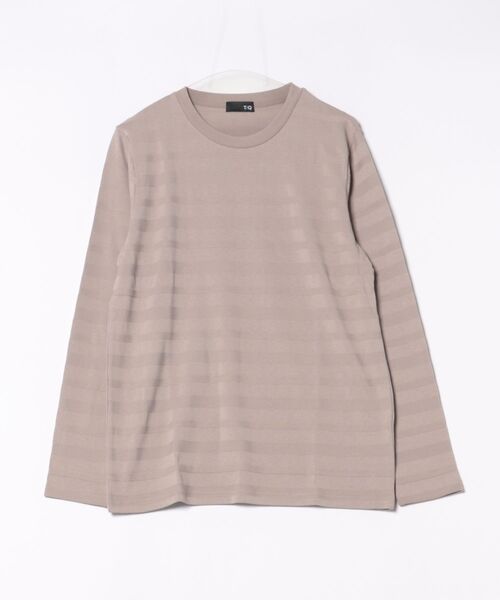 TAKA-Q(タカキュー)の「【綿混】タカキュー リンクスボーダージャガード クルーネック 長袖 Tシャツ(Tシャツ/カットソー・メンズ・ベージュ/モカ/ホワイト/サックスブルー・MEDIUM/LARGE/X-LARGE)」の16枚目の写真