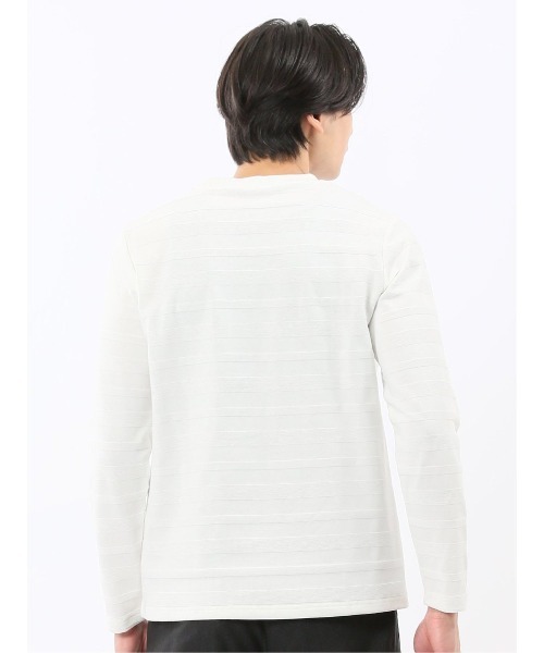 TAKA-Q(タカキュー)の「【綿混】タカキュー リンクスボーダージャガード クルーネック 長袖 Tシャツ(Tシャツ/カットソー・メンズ・ベージュ/モカ/ホワイト/サックスブルー・MEDIUM/LARGE/X-LARGE)」の22枚目の写真