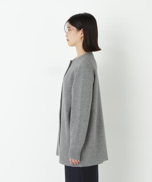 human woman（ヒューマンウーマン）の「◆接結ニットコート（ノーカラーコート・レディース・ブラウン系その他/ネイビー/グレー・MEDIUM）」の12枚目の写真