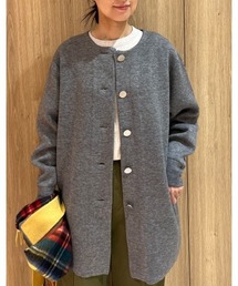 human woman ノーカラーコート セール】 ◇ノーカラーツイルコート （アウター）｜human woman