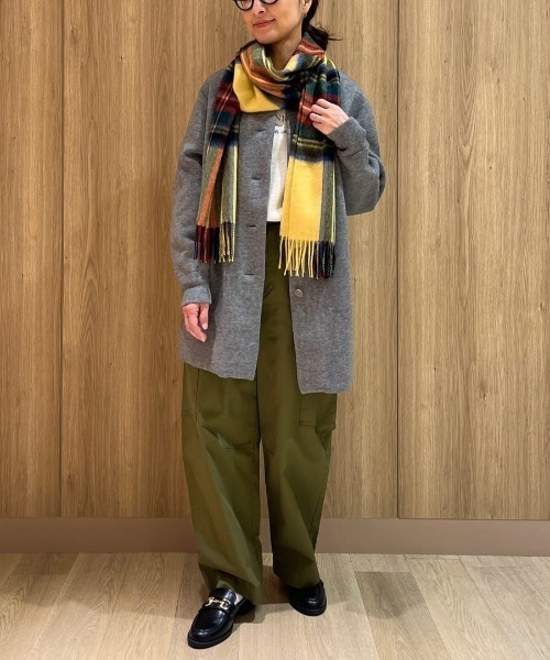 human woman（ヒューマンウーマン）の「◆接結ニットコート（ノーカラーコート・レディース・ブラウン系その他/ネイビー/グレー・MEDIUM）」の6枚目の写真