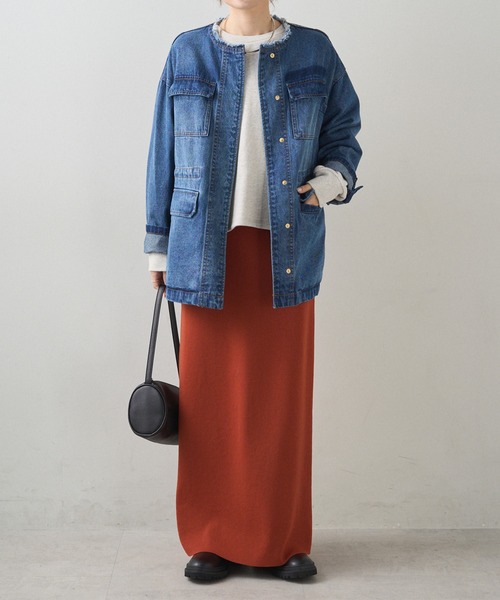 ピュアルセシンインディゴブルーデニムジャケット pual ce cin デニムジャケット gジャン コーンデニム バンドカラー