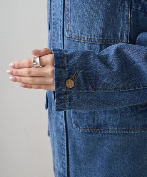 ピュアルセシンインディゴブルーデニムジャケット pual ce cin デニムジャケット gジャン コーンデニム バンドカラー