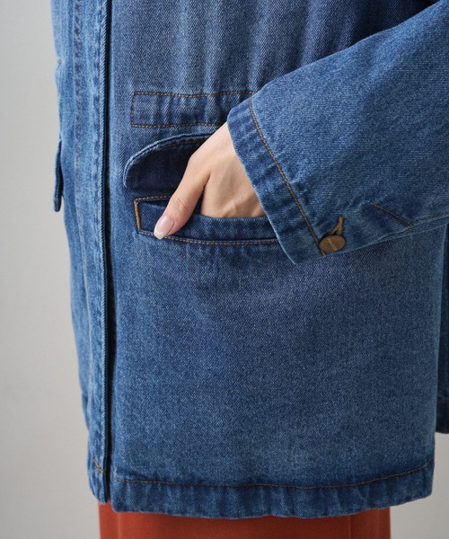PUAL CE CIN(ピュアルセシン)の「デニムサファリジャケット(デニムジャケット・レディース・グレー/インディゴブルー・FREE)」の5枚目の写真