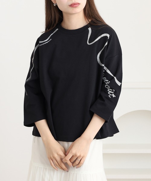 FUNALIVE(ファンアライブ)の「je crois soi ドロップショルダー カットソー(Tシャツ/カットソー・レディース・ブラック/ブルー/ベージュ・FREE)」の5枚目の写真