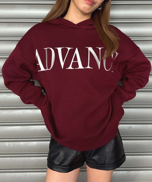 EGOIST（エゴイスト）の「ADVANCEニットトップス（ニット/セーター・レディース・ブラック/ボルドー/ホワイト・FREE）」の2枚目の写真