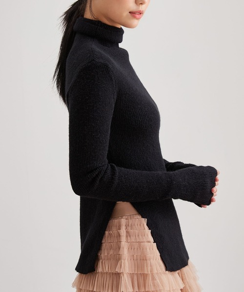 Lace Ladies(レースレディース)の「ハイネック サイドスリット リブ ニット プルオーバー(ニット/セーター・レディース・ブラウン/ベージュ/グレー/ブラック/アイボリー・FREE)」の17枚目の写真