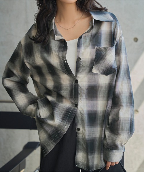 KOBE LETTUCE（コウベレタス）の「シアーチェックシャツブラウス