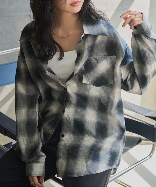 KOBE LETTUCE(コウベレタス)の「シアーチェックシャツブラウス(シャツ/ブラウス・レディース・ホワイト系その他/オレンジ系その他・M)」の11枚目の写真