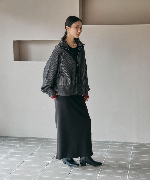 7ゲージ配色リブZIPカーディガン2 571558（カーディガン/ボレロ