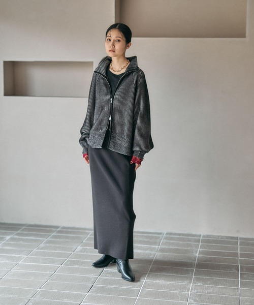 セール】7ゲージ配色リブZIPカーディガン2 571558（カーディガン