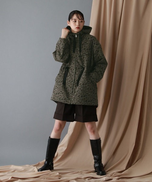 RAGEBLUE（レイジブルー）の「中綿フードミドルコート（ダウンジャケット/コート・レディース・レオパード/ブラウン・FREE）」の3枚目の写真