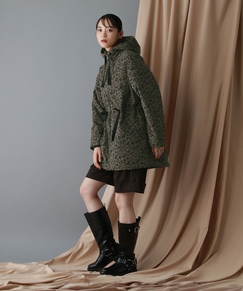 RAGEBLUE（レイジブルー）の「中綿フードミドルコート（ダウンジャケット/コート・レディース・レオパード/ブラウン・FREE）」の4枚目の写真