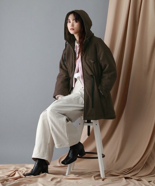 RAGEBLUE（レイジブルー）の「中綿フードミドルコート（ダウンジャケット/コート・レディース・レオパード/ブラウン・FREE）」の5枚目の写真