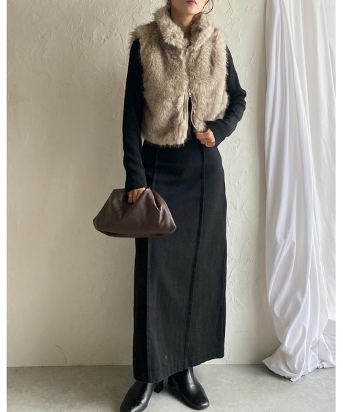 セール】2wayスタンドネックショート丈ダブルジップフェイクファー