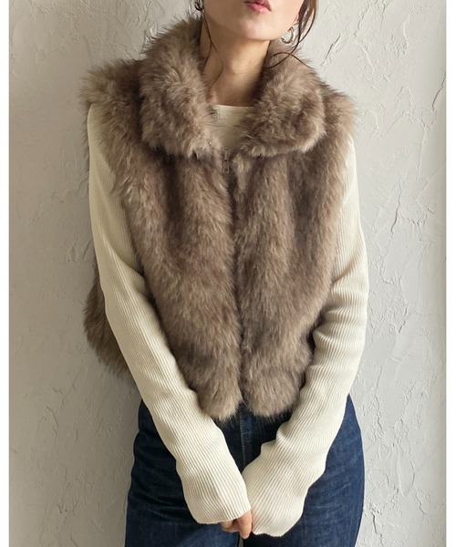 セール】2wayスタンドネックショート丈ダブルジップフェイクファー