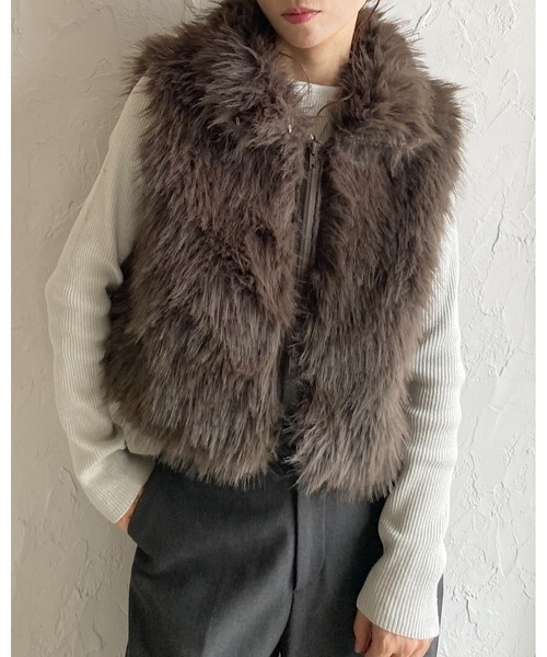 セール】2wayスタンドネックショート丈ダブルジップフェイクファー