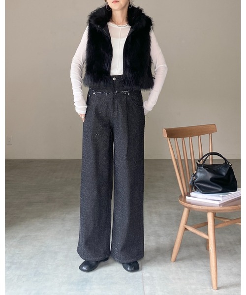 セール】2wayスタンドネックショート丈ダブルジップフェイクファー