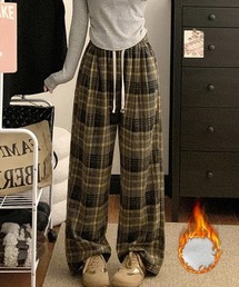 チェック柄パンツハイウエストワイドパンツ