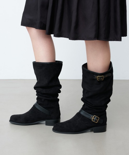 Launa lea(ラウナレア)の「ルーズロングブーツ(S156)(ブーツ・レディース・ベージュ/ブラック・S/M/L/LL)」の4枚目の写真