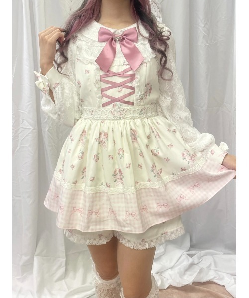 Ank Rouge（アンクルージュ）の「ドリーミーフラワープリントSet up（ワンピース・レディース・アイボリー/ブラック/ピンク・M）」の2枚目の写真