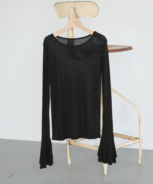 Doux archives（ドゥアルシーヴ）の「ラッフルスリーブプルオーバー（Tシャツ/カットソー・レディース・ホワイト/アイボリー/ブラック・FREE）」の3枚目の写真