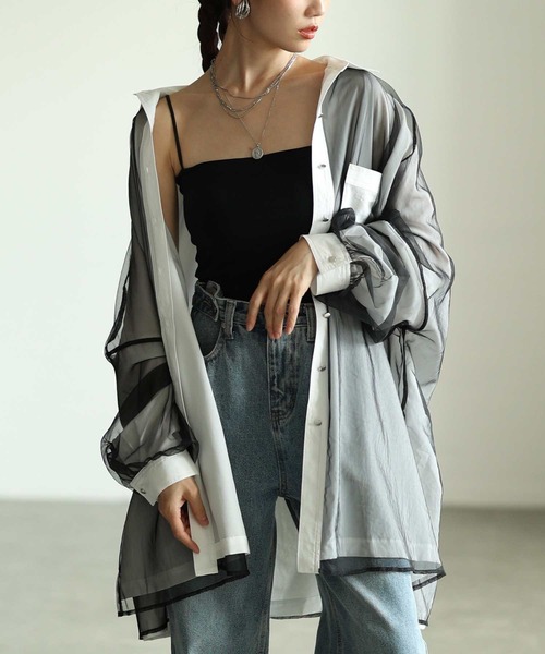 ☆DOLCE&GABBANA☆あじさい　ブラウス オーガンジーレイヤードオーバーシャツ（シャツ/ブラウス）｜Sawa a la