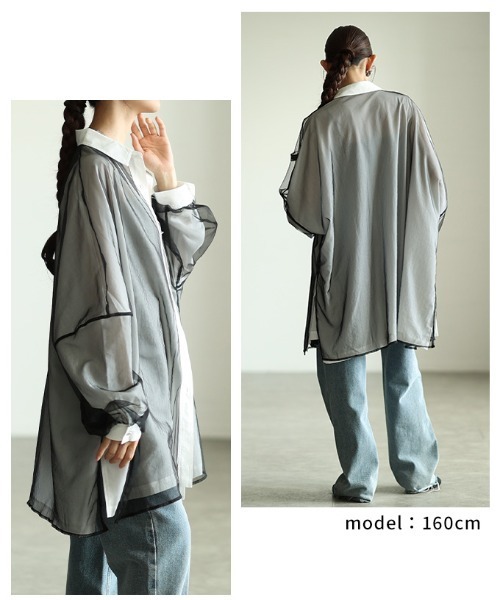 Sawa a la mode（サワアラモード）の「オーガンジーレイヤードオーバーシャツ（シャツ/ブラウス・レディース・オフホワイト/チャコールグレー/ライトグリーン・FREE）」の13枚目の写真