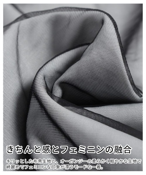 Sawa a la mode（サワアラモード）の「オーガンジーレイヤードオーバーシャツ（シャツ/ブラウス・レディース・オフホワイト/チャコールグレー/ライトグリーン・FREE）」の14枚目の写真
