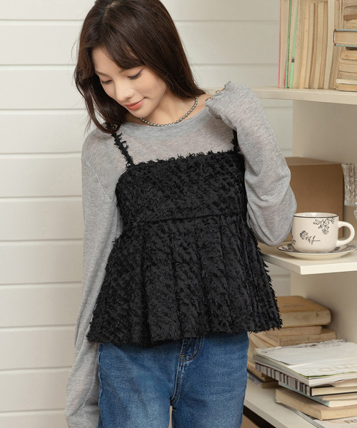 セール】360度着映えるふわふわカットジャガード。バックリボン