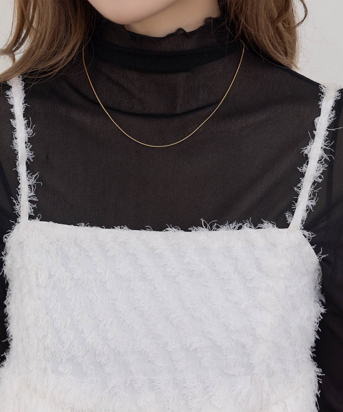 DAY CLOSET（デイ クローゼット）の「360度着映えるふわふわカットジャガード。バックリボンペプラムキャミビスチェ（キャミソール・レディース・アイボリー/ブラック・FREE）」の12枚目の写真