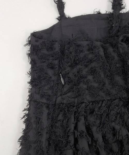 DAY CLOSET（デイ クローゼット）の「360度着映えるふわふわカットジャガード。バックリボンペプラムキャミビスチェ（キャミソール・レディース・アイボリー/ブラック・FREE）」の14枚目の写真