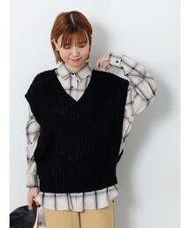 Lugnoncure | スラブヤーンVネックニットベスト(ニット/セーター)