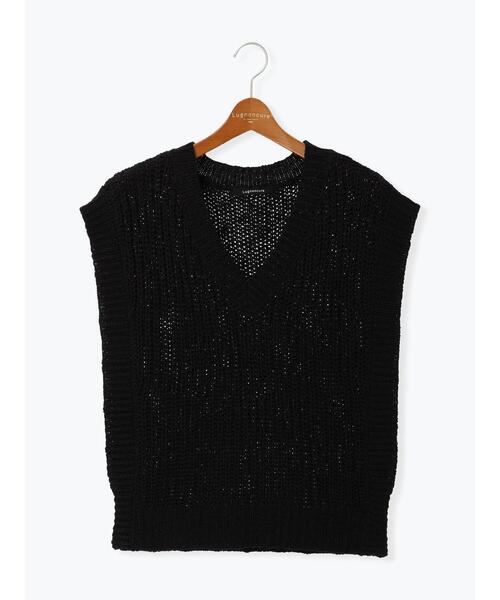 Lugnoncure（ルノンキュール）の「スラブヤーンVネックニットベスト（ニット/セーター・レディース・ブラウン/キナリ/ブラック・F）」の13枚目の写真