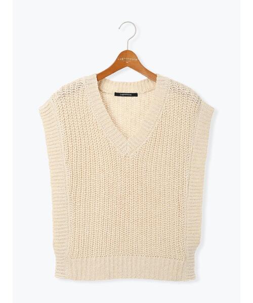 Lugnoncure（ルノンキュール）の「スラブヤーンVネックニットベスト（ニット/セーター・レディース・ブラウン/キナリ/ブラック・F）」の15枚目の写真