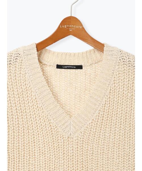 Lugnoncure（ルノンキュール）の「スラブヤーンVネックニットベスト（ニット/セーター・レディース・ブラウン/キナリ/ブラック・F）」の17枚目の写真