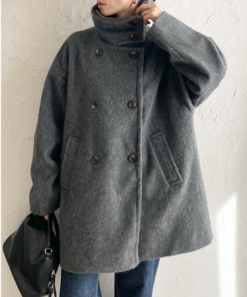 セール】3WAYスタンドカラーミドル丈ステンカラーシャギーコート