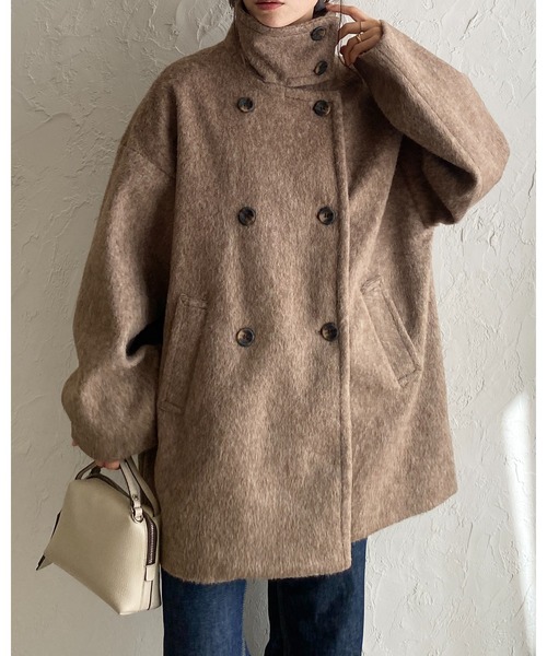 セール】3WAYスタンドカラーミドル丈ステンカラーシャギーコート