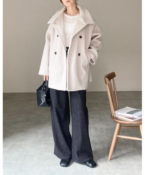 セール】3WAYスタンドカラーミドル丈ステンカラーシャギーコート