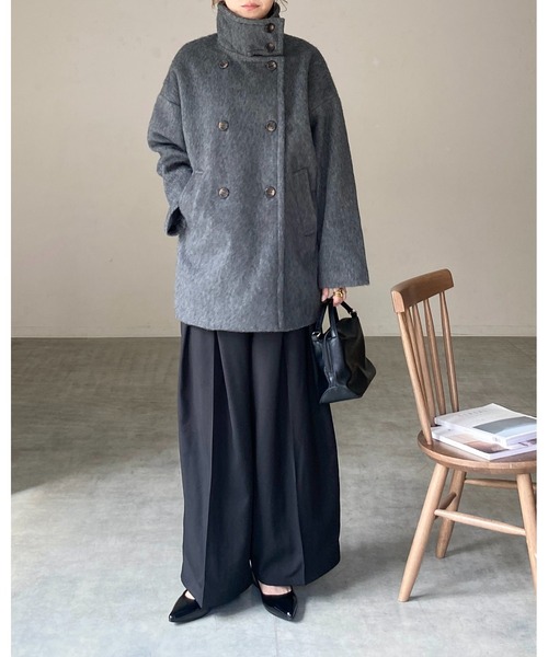 セール】3WAYスタンドカラーミドル丈ステンカラーシャギーコート
