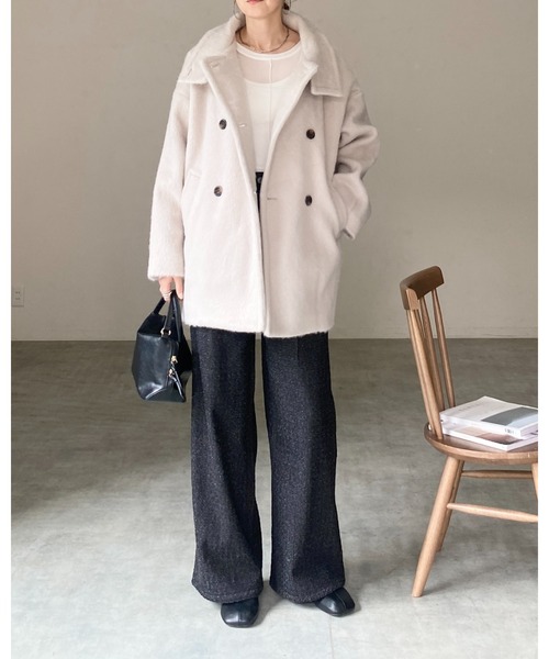 セール】3WAYスタンドカラーミドル丈ステンカラーシャギーコート