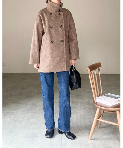 セール】3WAYスタンドカラーミドル丈ステンカラーシャギーコート