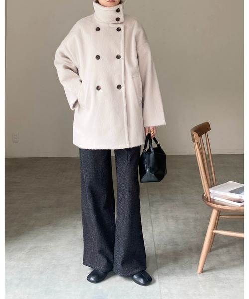 セール】3WAYスタンドカラーミドル丈ステンカラーシャギーコート