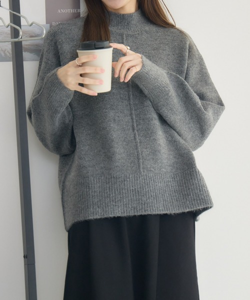 RU.TI.LE(ルチル)の「【RU.TI.LE】センターシームハイネックニット(ニット/セーター・レディース・グリーン/チャコールグレー・MEDIUM)」の2枚目の写真
