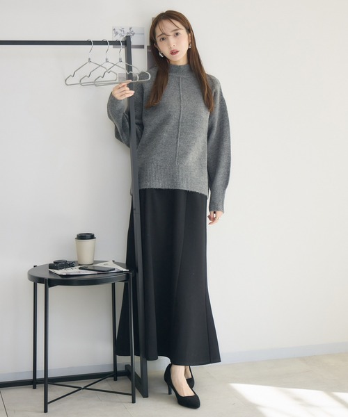 RU.TI.LE(ルチル)の「【RU.TI.LE】センターシームハイネックニット(ニット/セーター・レディース・グリーン/チャコールグレー・MEDIUM)」の3枚目の写真